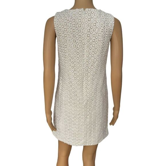Tibi Sonoran Sleeveless Eyelet Shift Dress Size 2 Ivory Overlay Neutral Cotton - Picture 5 of 9